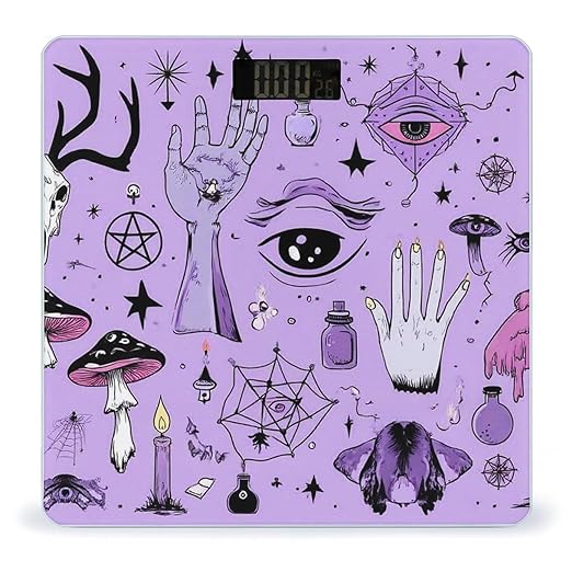 Smart Scale for Body Weight Automatic Switch Digital Bathroom Weighing Scale Witch Witchcraft Goth Skull Mushroom