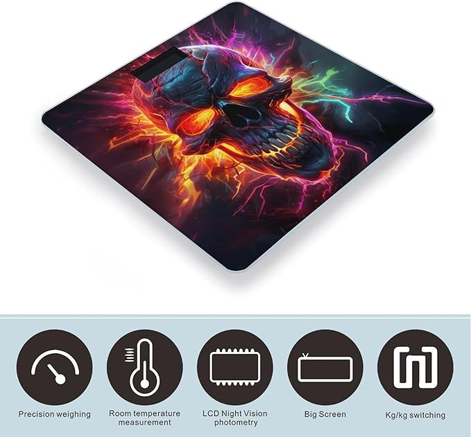 Cool Colorful Skull Scale for Body Weight Smart Accurate Digital Bathroom Scale with Easy Read LCD style