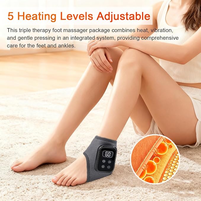 Foot Renew Triple Method Massager 2PCS Foots Renew Massager Portable Wireless Foots Massager Heated Foot &amp Ankle Wrap for Home