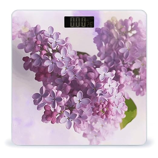 Lilac Flowers Scale for Body Weight Smart Scales Digital Bathroom Scale High Precision Weighing Scales with Large Display Weighing Machine for People