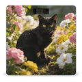 Black Cat in Flower Garden Weight ScaleClear LED Display Bathroom Digital Weighing ScaleTempered Glass Digital Bathroom Scale for Body Weight Capacity Up to 400 Lbs
