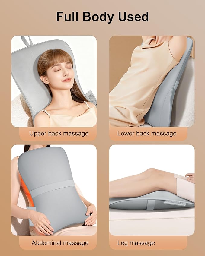 Full Back Massager with Heat – Rechargeable Cordless Back Massager for Pain Relief &amp Deep Tissue 3D Kneading Neck Shoulder Waist Massage for Home Office Car Gifts for Men &amp Women
