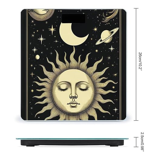 Men's Fashion Automatic Switch Digital Bathroom Weighing Scale Smart Scale Tarot Card Magic Boho Vintage Sun Moon Stars