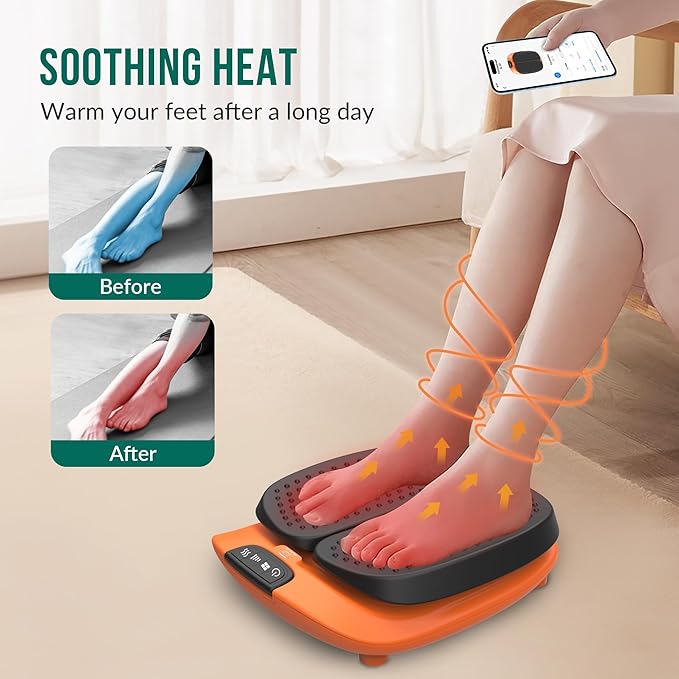 Snailax Vibration Foot Massager with Heat App Control Adjustable Vibration Electric Foot Massager Machine for Circulation Plantar Fasciitis Pain Remote Control