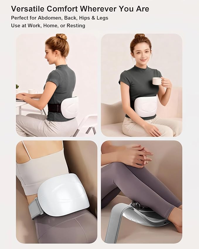 Abdominal Massager Belt – Electric Belly Stomach &amp Tummy Massage Machine and Tool with Dual Kneading Discs Soothing Heat Wireless &amp Rechargeable