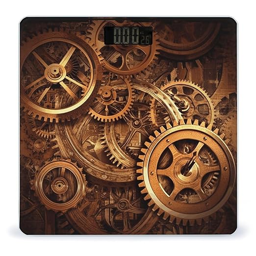 Cool Steampunk Gears Digital Bathroom Scale for Body Weight Weighing Scale with Backlit LCD Display High Precision Measurements &amp Measures Weight Up to 180kg