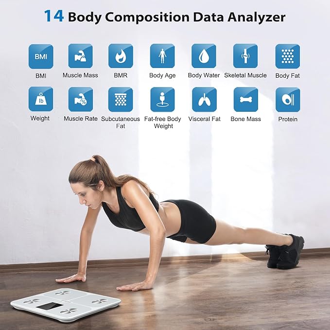 ABLEGRID Digital Smart Bathroom Scale for Body Weight and Fat PercentageBody Fat Scale with BMI Large LCD DisplayAccurate Body Composition AnalyzerWeighing Machine for People with Fitness App400lb