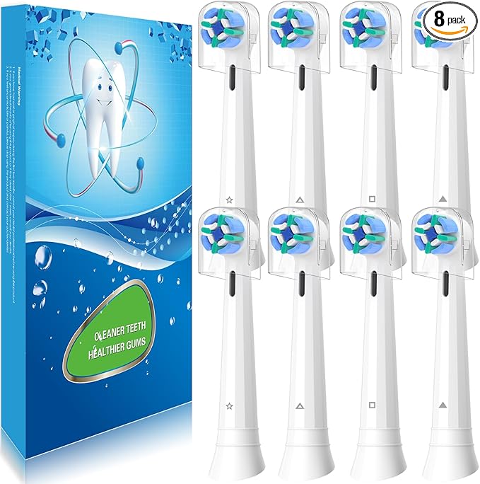 8 Pack Replacement Toothbrush Heads Compatible with Oral B iO Brush Heads for Oral-B iO 2/3/4/5/6/7/8/9/10/7G Series with Covers White