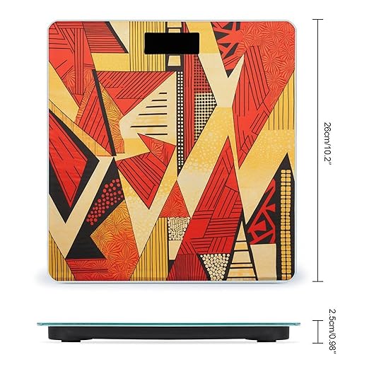African Style Prints Scale for Body Weight Accurate Digital Bathroom Scale Toughened Glass High Precision Scales Smart Weight Scales with Large LCD Backlight Display Weighing Machine