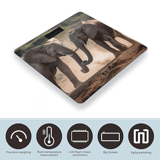 Two Elephants Playing Smart Scale for Body Weight Accurate Bathroom Scale with LED Display Digital Weight Scales Weighing Machine High Precision Scales for Bath Home