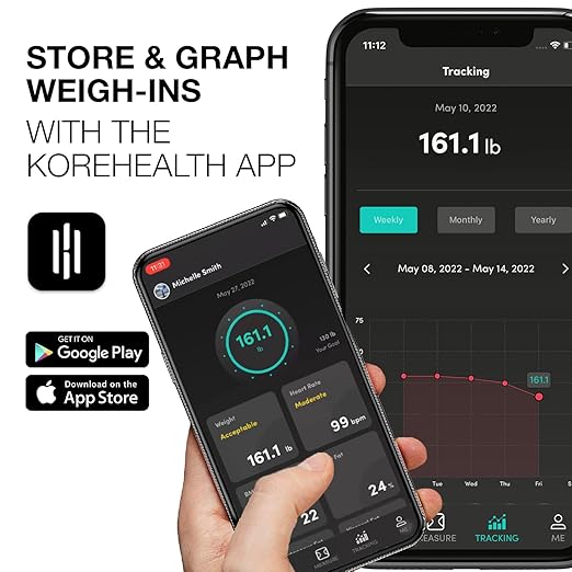 Korescale Gen2 Digital Smart Scale with BMI Body Fat Muscle Mass Weight | Highly Accurate Bathroom Scales Bluetooth Composition Analyzer | Compatible with KoreHealth Apple Health App (White)