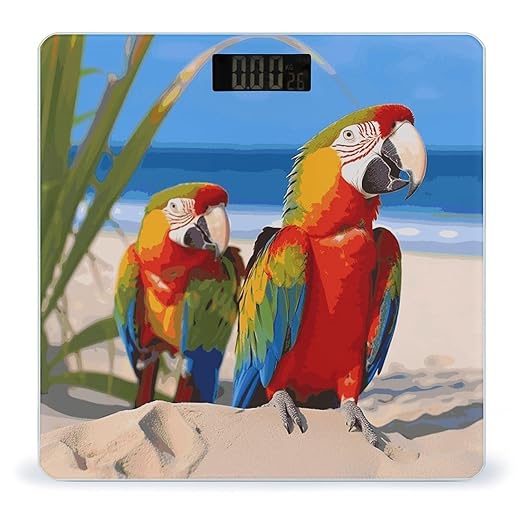 Beach Parrots Bathroom ScaleHighly Accurate Digital Weighing Machine for People Bright LED Display Weight Scale for The Aldult Home Use