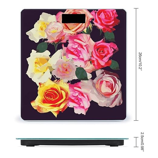 Roses Colored Weight Scale Digital Electronic Scales Bathroom Scale Larg LCD Backlight Display High Precisio MeasurementsTempered Glass