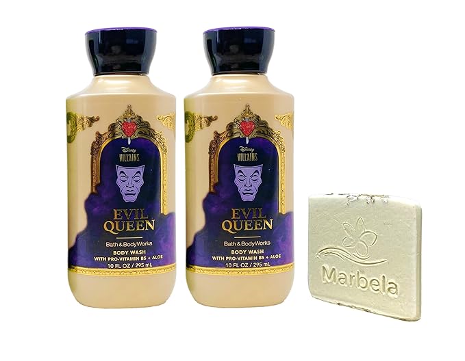 Bath &amp Body Works Disney Villains Collection Evil Queen - 2 Pack Of Body Wash with a Natural Oats Sample Soap