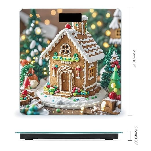 Gingerbread House Scale for Body Weight Highly Accurate Digital Bathroom Body Scale Digital Bathroom Scales for People Anti-Slip Large LCD Display Smart Scales