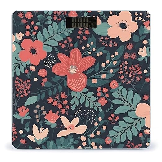 Simple Little Flower Bathroom Scale Rounded Smart Scale for Body Weight Automatic Power On/Off Weight Scales Accurate Bathroom Digital Scales for Pet Home Bedroom Kitchen