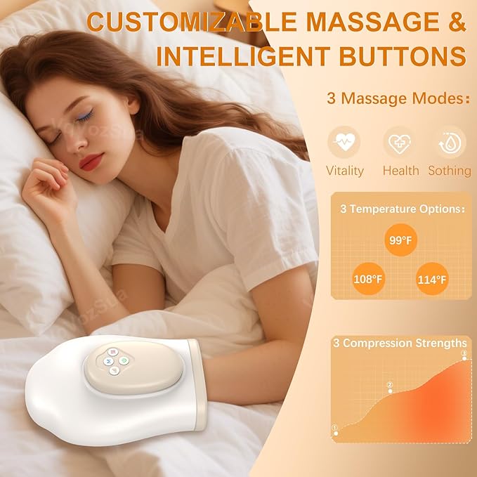 Full Hand Massager with Heat and Compression for Arthritis and Carpal Tunnel Adjustable Hand Massage、 Temperatures、 Compression Models Blood Circulation Pain Therapy Relax Relief Glove Gift