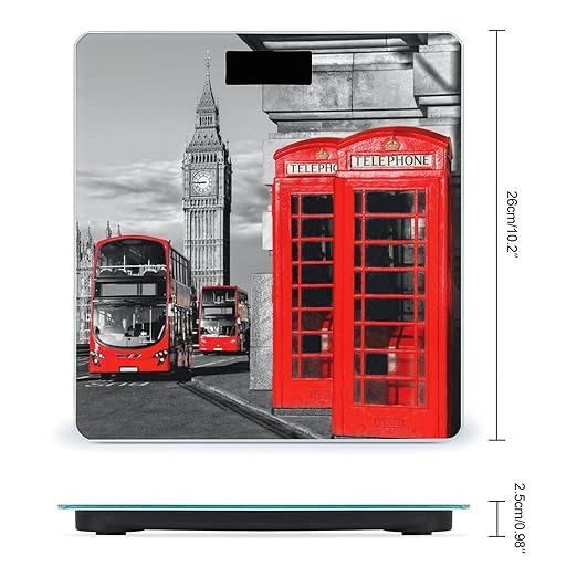 England UK Retro London Telephone Scale for Body Weight Digital Bathroom Scale Precision Smart Weighing Scales with Clear LED Display Accurate High Precision Scales Weighing Machine