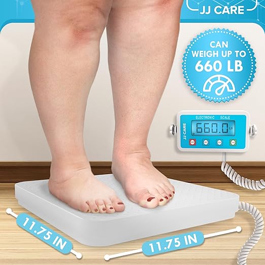 JJ CARE Medical Scale (660 lbs) - Professional Grade Body Weight Scale. Easy-to-Read LCD Display | Heavy-Duty Wrestling Scale for Home Gym Hospital Physicians and Clinical Use
