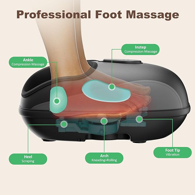 Shiatsu Foot Massager Electric Foot Massager Machine with Heat Deep Kneading Compression Vibration Remote Control Feet Massager for Neuropathy Plantar Fasciitis Size 13