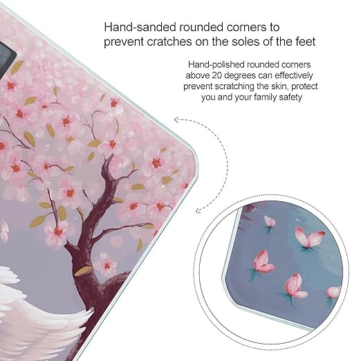 Digital Bathroom Scale for Body Weight Scale with Bright LCD Display High Accuracy Step-On Technology Auto On/Off White Swans with Pink Floral Tree Digital Scales 400 Lbs /180kg