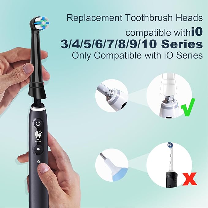 10 PCS iO Replacement Heads Compatible with Oral B iOiO Series Electric Toothbrush Heads Compatible with Oral B iO 2/3/4/5/6/7/8/9/10Medium Bristles for Effective Plaque RemovalBlack