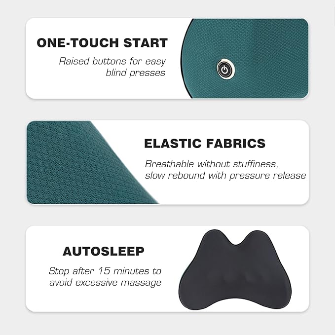Papillon Waist and Neck Massager Relieve Back Abdomen Leg Muscle Pain with Heating Deep Tissue Kneading Cordless Electric Massage Pillow Use on Office Seat Car Gaming Chair Sofa Bed
