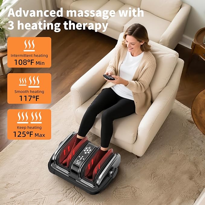 CARESKY® Foot Massager with Heat FSA＆HSA Eligible Shiatsu Foot Massager for Plantar Fasciitis Neuropathy Circulation and Pain Relief Deep Kneading for Foot Calf Gifts for Women Men Mom Dad