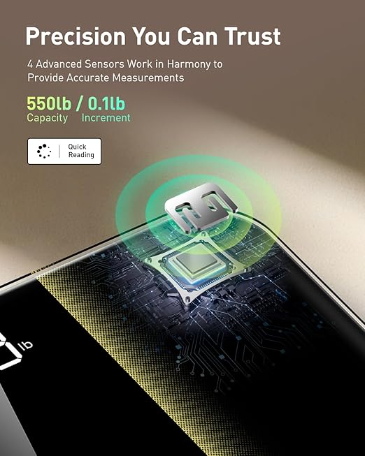 RunStar Scale for Body Weight 550lb 14-Inch Digital Bathroom Scale with Baby &amp Pet Mode Extra-Large Bright LED Display 8mm Tempered Glass for Accurate and Durable