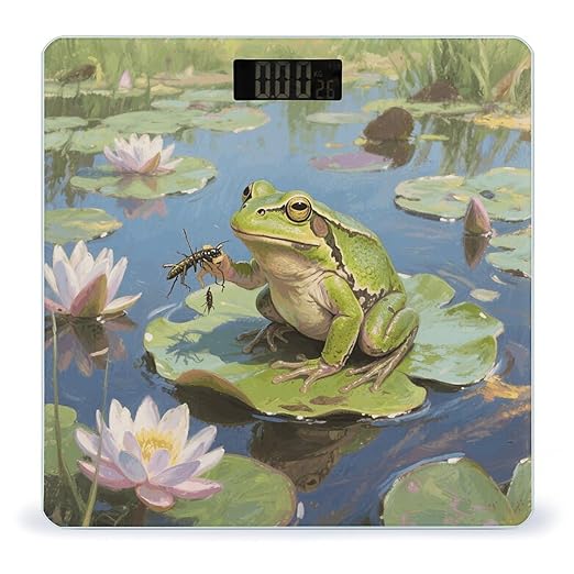 Pond Frog Weight Scale Large Digital Bathroom Scales with Bright LED Display Non Slip Digital Scale and Step On Fashion Weighing Machine for Body