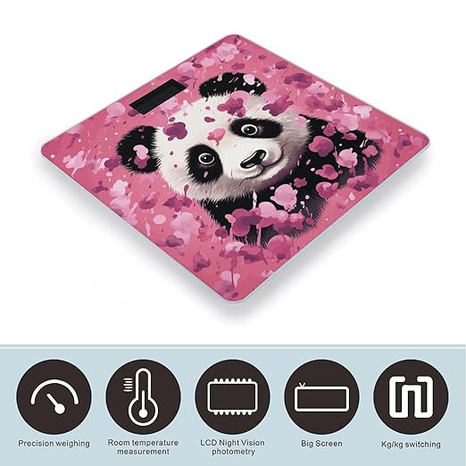 Pink Panda Cotton Bathroom Scale Ultra-Bright Liquid Crystal Screen Weight Scale Accurate Bathroom Body Scales for Body Weight Bathroom Pet Home Bedroom Gift-Giving