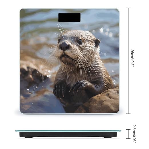 Otter Playing in The WaterScale for Body Weight with LCD High Precision Weighing Scales Fashion Sturdy Tempered Glass Weight Scales Easy-to-Read Digital Bathroom Scale for Daily 400lb