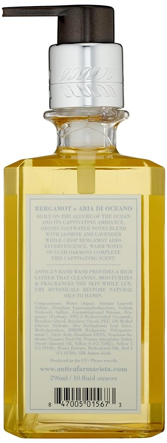 Antica Farmacista Hand &amp Body Wash - Luxury Nourishing Body Wash - Hydrating Hand Cleansing Wash - Bath &amp Body Gift - Bergamot &amp Ocean Aria 10 fl oz