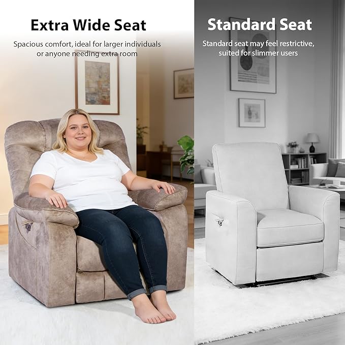 EONIX Large Lay Flat Power Lift Recliner Chair for Elderly with Heat and Massage 400lbs Dual Motor Electirc Lift Chair with Extended Footrest SLRY007062 Beige