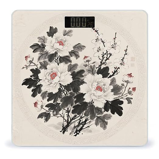 Floral Mandala Scale for Body Weight Sturdy Tempered Glass Weighing Scales with LCD Display Accurate Digital Bathroom Scale Convenient Body Fat Smart Scales Easy Read