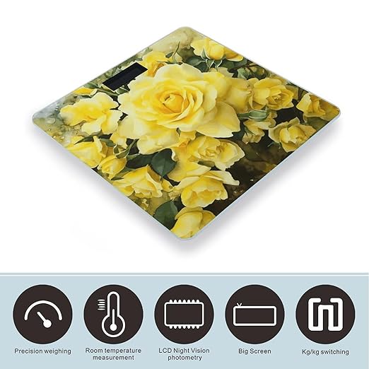 Yellow Rose Weight Scale for Body Weight Digital Bathroom Scale High Capacity Accurate Digital Weighing Scales and Easy-to-Read on Backlit LCD Display Scales