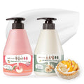 WELCOS Kwailnara Peach &amp Oat Milk Body Wash Set – Nourishing &amp Soothing Korean Skincare Duo with Vitamin C &amp Milk Proteins 560g / 19.75oz Each