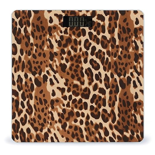Bronze Brown Animal Print Scale for Body Weight Highly Accurate Digital Bathroom Scale Sturdy Tempered Glass Weighing Scales with LCD Display Fashion Body Fat Smart Scales 400lb