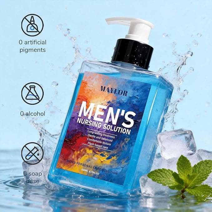 MAYLOR Men’s Intimate Wash pH Balanced Plant-Based Formula for Sensitive Skin Gentle Hydrating Cleanser with Long-Lasting Freshness Daily Body Wash (1)