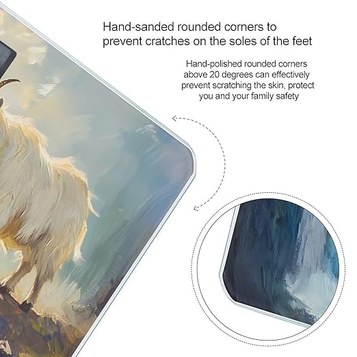 Goats Lambs on Cliff Mountains Digital Bathroom Scale for Body Weight Lighted LCD Display Round Corner