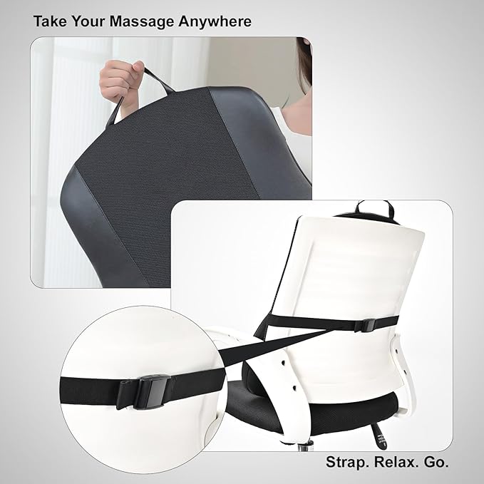 Ultrathin Back Massager for Pain Relief Deep Tissue with 4D Kneading Heating &amp Red Light Therapy Cordless Back Massager with Heat for Shoulders Gift for Home Office Car Use for Men Women