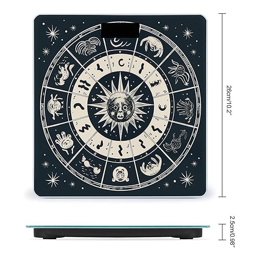Astrological Sign Digital Bathroom Scale for Body Weight Weighing Scale with Backlit LCD Display High Precision Measurements &amp Measures Weight Up to 180kg