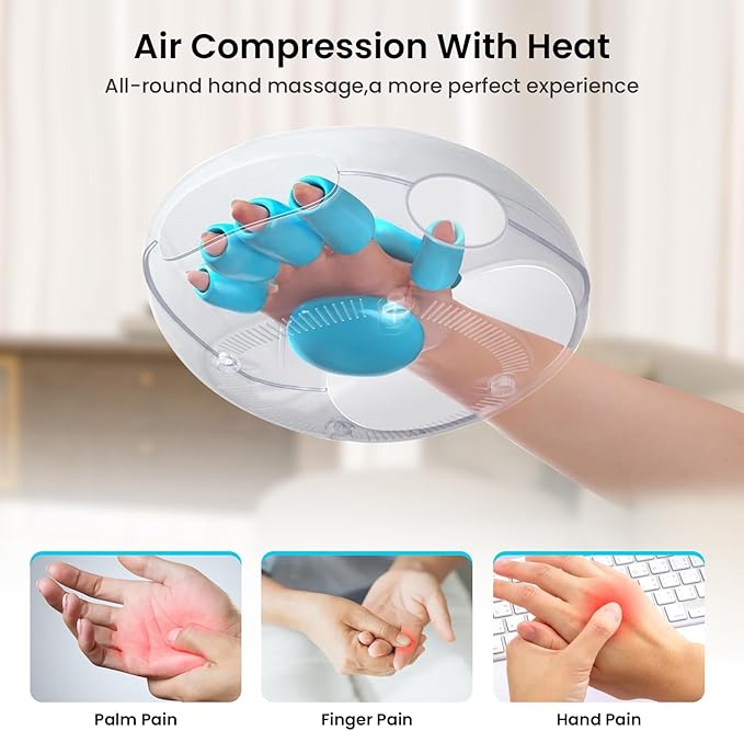 Hand Massager with Heat and Compression for Arthritis and Carpal Tunnel Relief at Home Portable Electric Cordless Hand Massager with 3 Heat Levels &amp 3 Compression Levels Gifts for Women - Pink