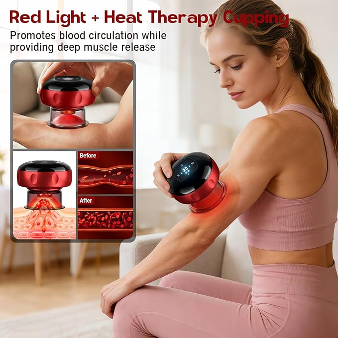 Smart Cupping Therapy Massager 7 in 1 Red Light Cupping Therapy Set with 2 Modes for Targeted Pain Relief Muscle SorenessTighter Skin Cupping Kit with 12 Levels Suction and Heat1 Pack