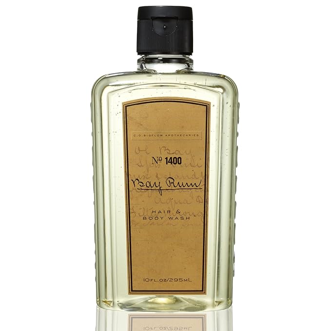 C.O. Bigelow Bay Rum Hair &amp Body Wash for Men Citrus Spice Scented Men's 2 in 1 Shampoo &amp Body Wash with Aloe Vera 10 Fl Oz