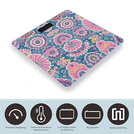 Tie Dye Printed Scale for Body Weight Smart Scales Digital Bathroom Scale High Precision Weighing Scales with Large Display Weighing Machine for People