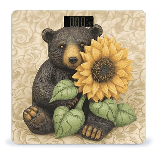 Sunflower and Bear Digital Bathroom Scale for Body Weight Weighing Scale with Backlit LCD Display High Precision Measurements &amp Measures Weight Up to 180kg