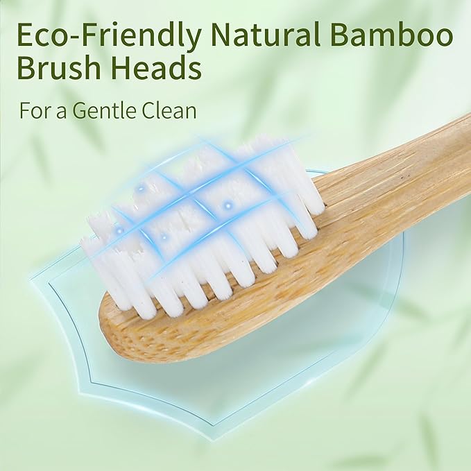 Bamboo Electric Toothbrush丨Rechargeable Electric Toothbrush with 4 Bamboo Heads Soft Castor Oil Bristles5 Moedes&amp3 Intensities 45 Days Battery Life IPX7 Waterproof-Pink