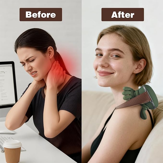 Neck Massager with Heat for Pain Relief Deep Tissue Cordless Neck and Shoulder Massager with Heat and Fingers Bionic Hand Electric Cervical Back Massagers