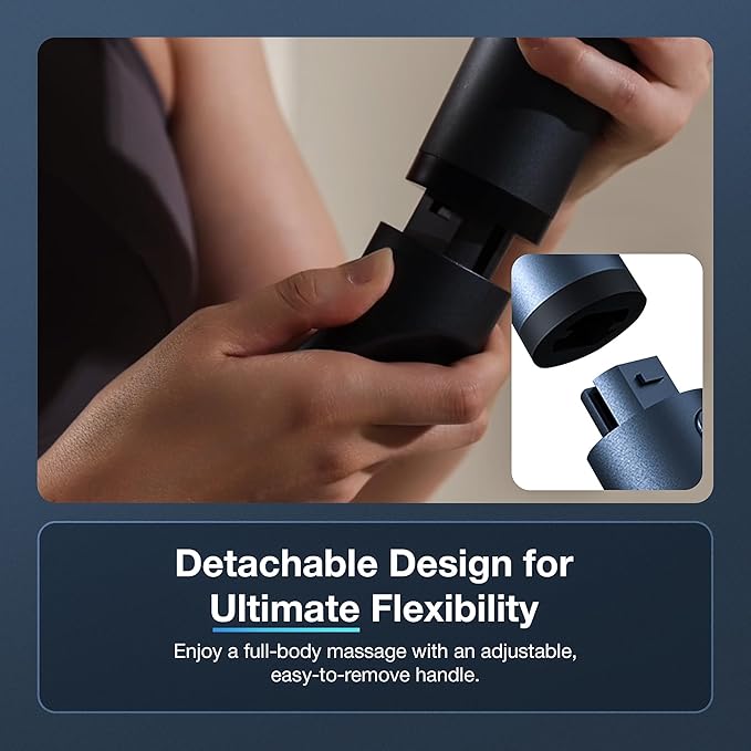 3-in-1 Massage Gun Extended Handle &amp Belt with 12 Speed Levels &amp 4 Replaceable Heads for Athletes Gym Recovery and Seniors Back Pain